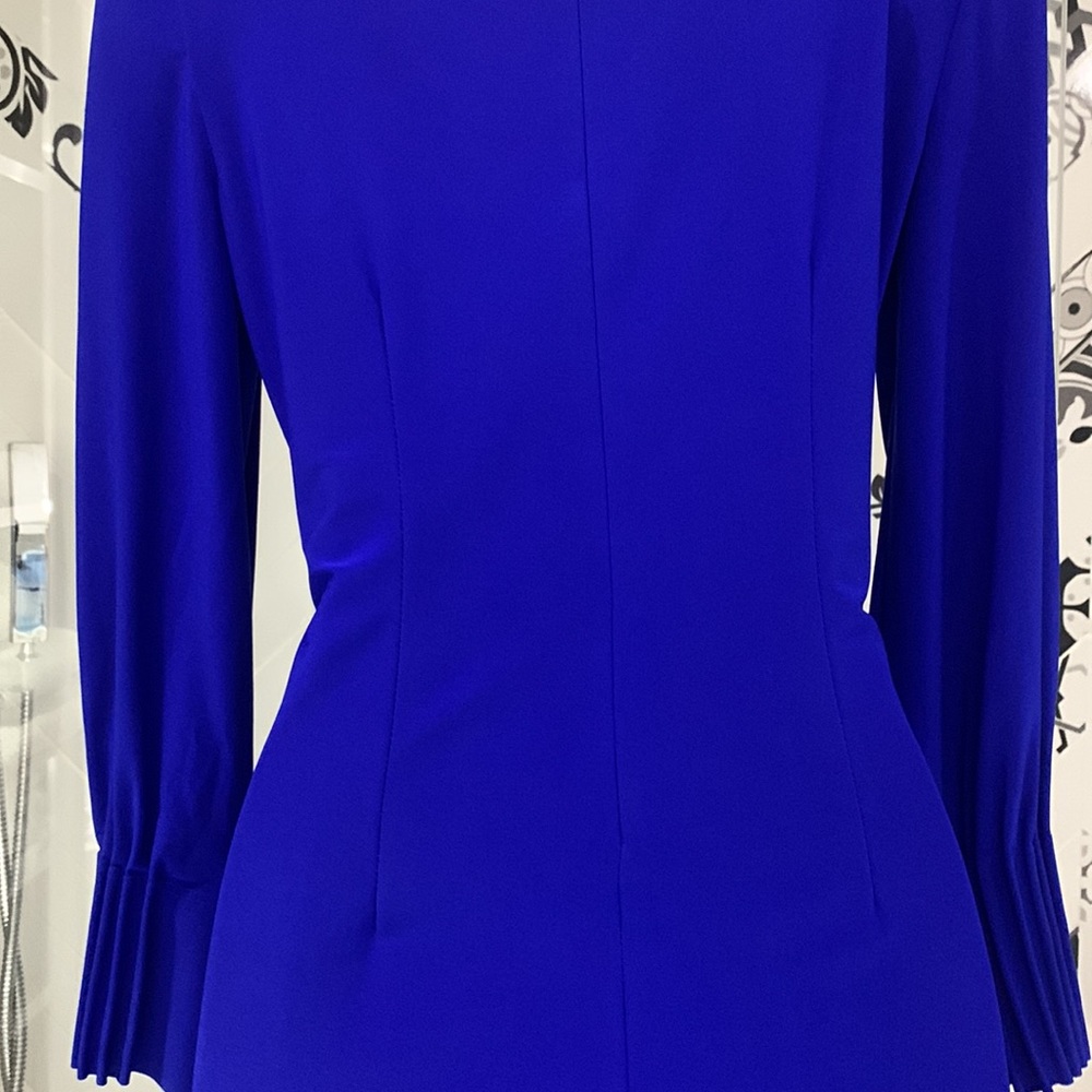 NWT🌸Made in🇨🇦Stunning Royal Blue Long Pleated Sleeves Dress - Picture 14 of 14